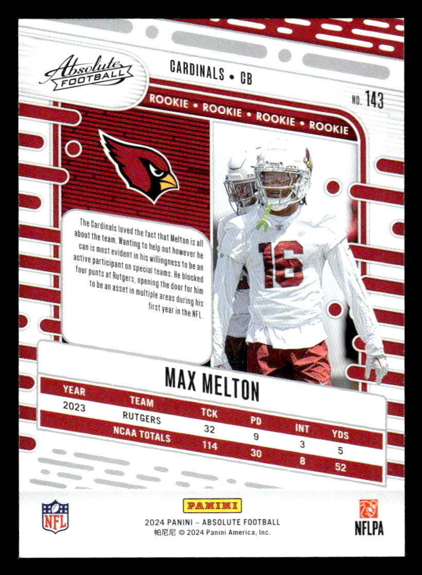 2024 Panini Absolute #143 Max Melton Red and Blue