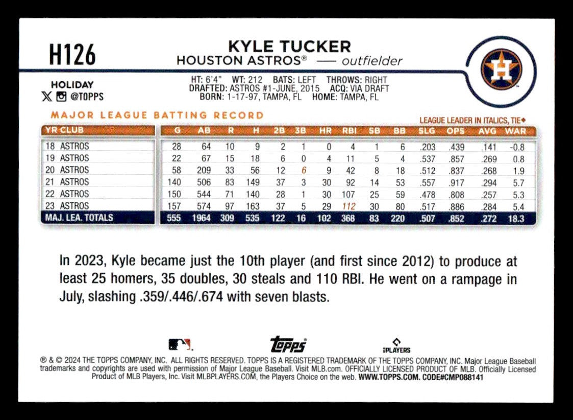 2024 Topps Holiday #H126 Kyle Tucker