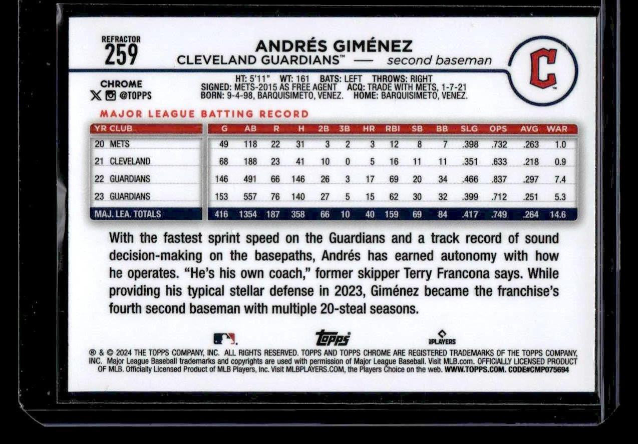 2024 Topps Chrome #259 Andrés Giménez Refractors
