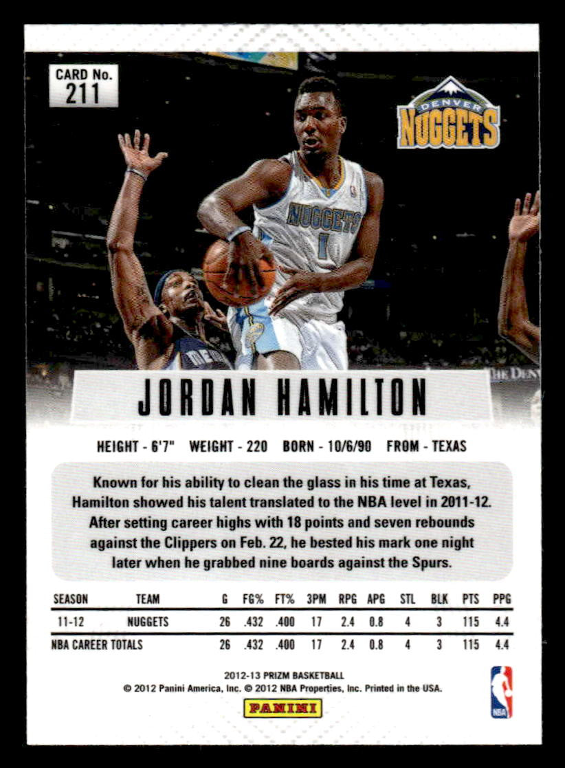 2012-13 Panini Prizm #211 Jordan Hamilton