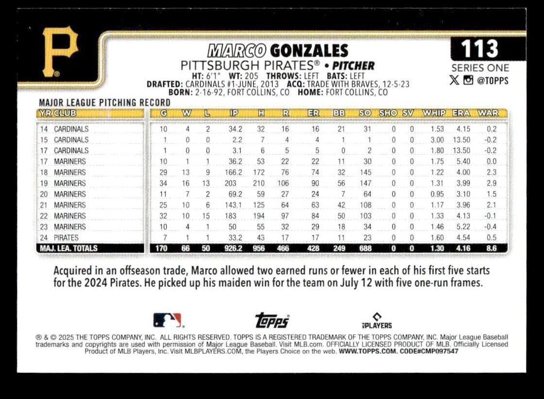 2025 Topps #113 Marco Gonzales