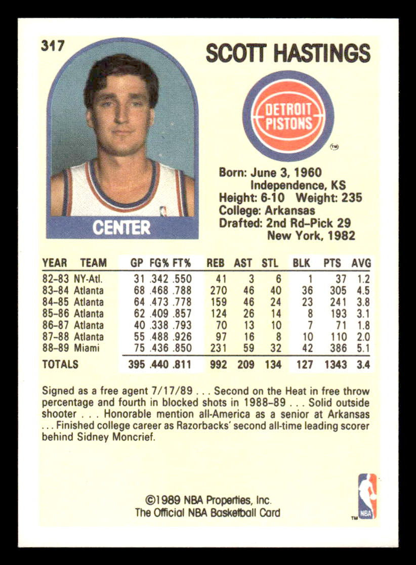 1989-90 Hoops #317 Scott Hastings