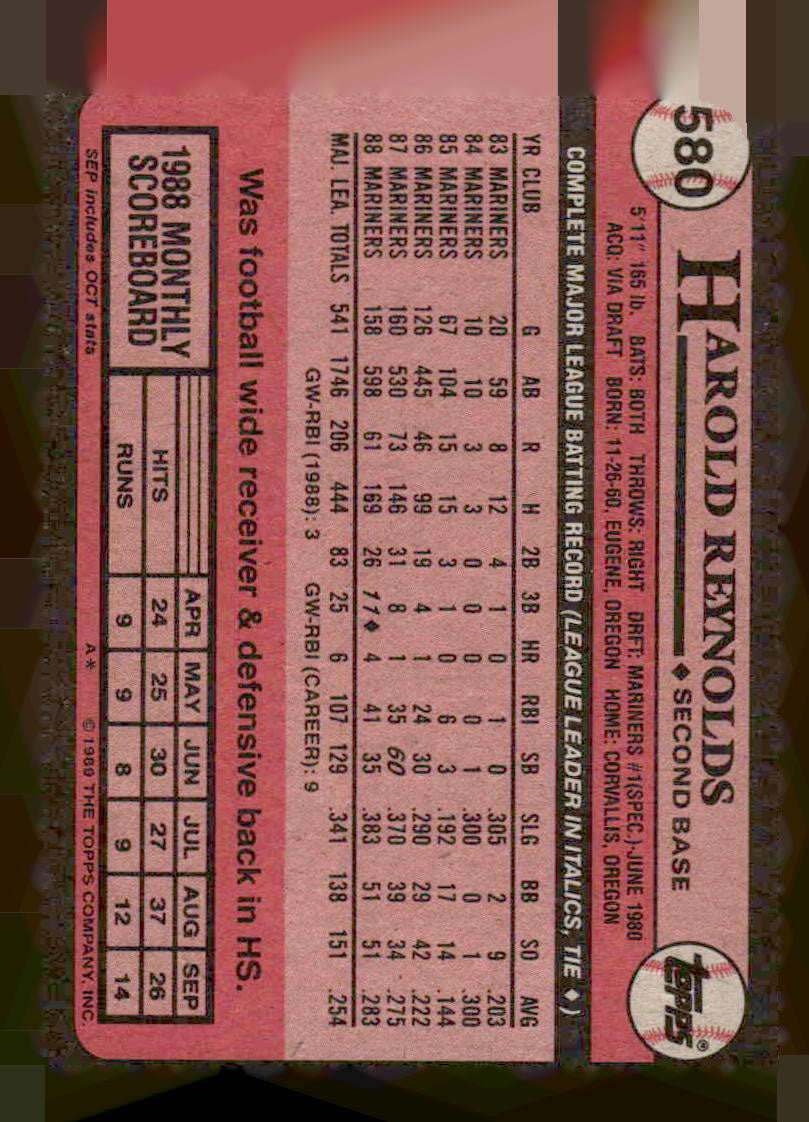 1989 Topps #580 Harold Reynolds