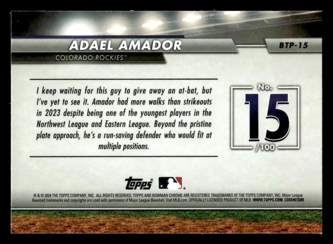 2024 Bowman #BTP-15 Adael Amador Bowman Scouts' Top 100