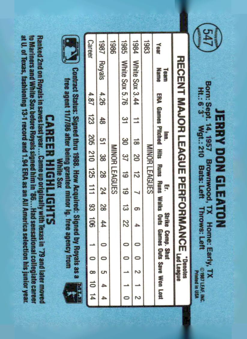 1988 Donruss #547b Jerry Don Gleaton