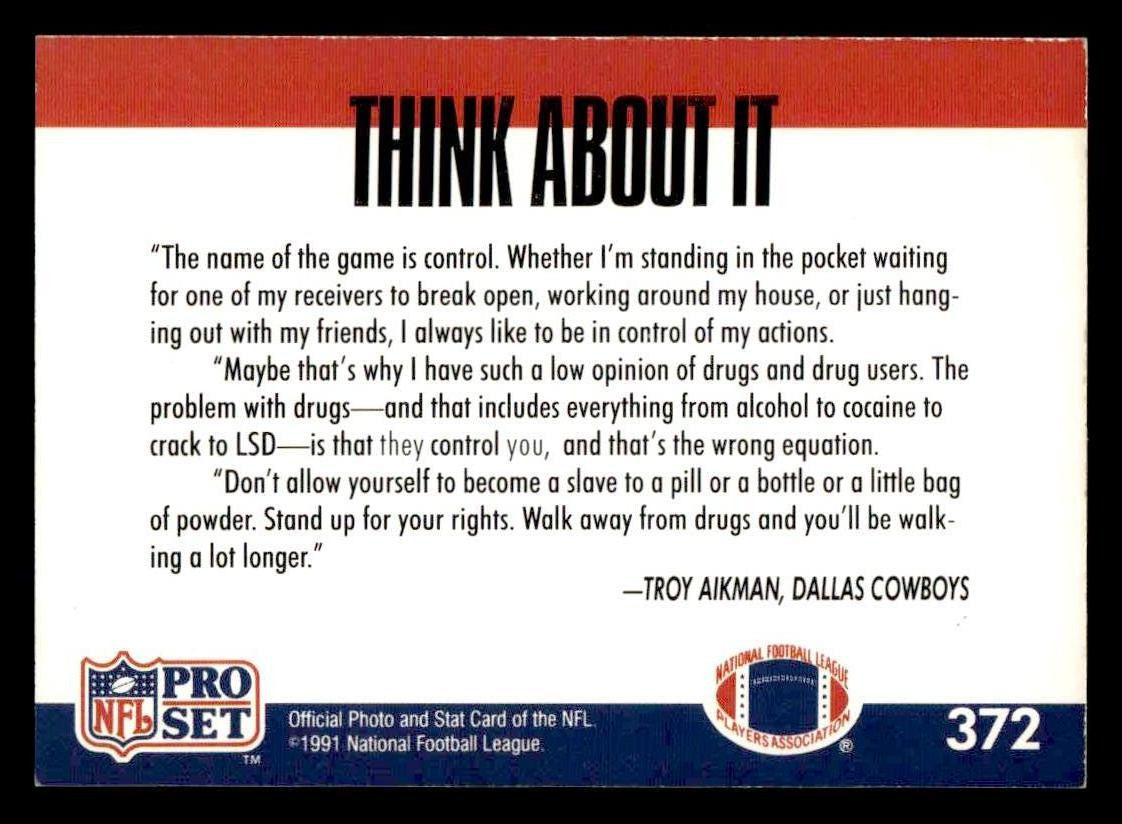1991 Pro Set #NNO Troy Aikman Dallas Public Service Announcement