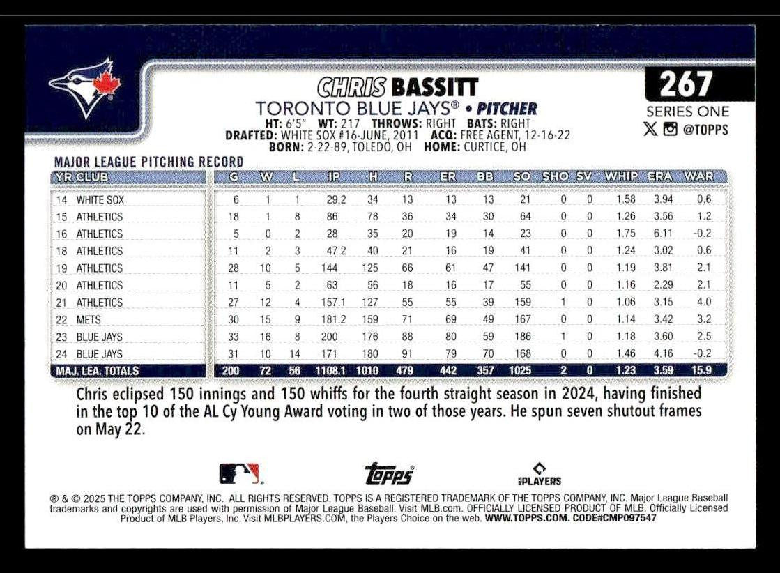 2025 Topps #267 Chris Bassitt
