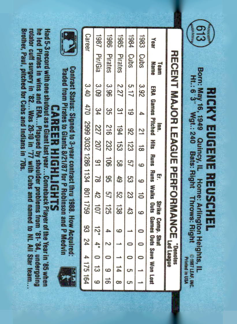 1988 Donruss #613 Rick Reuschel