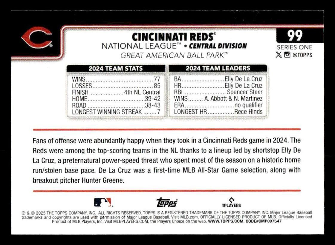 2025 Topps #99 Cincinnati Reds