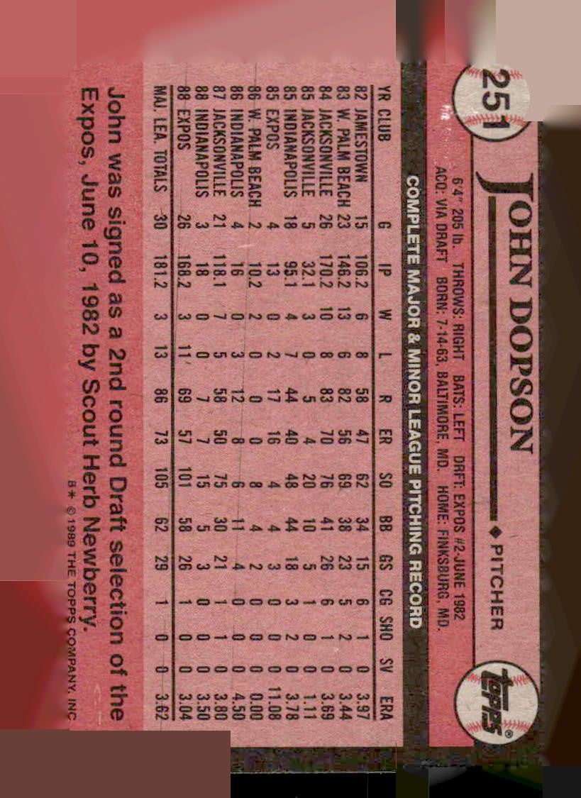 1989 Topps #251 John Dopson