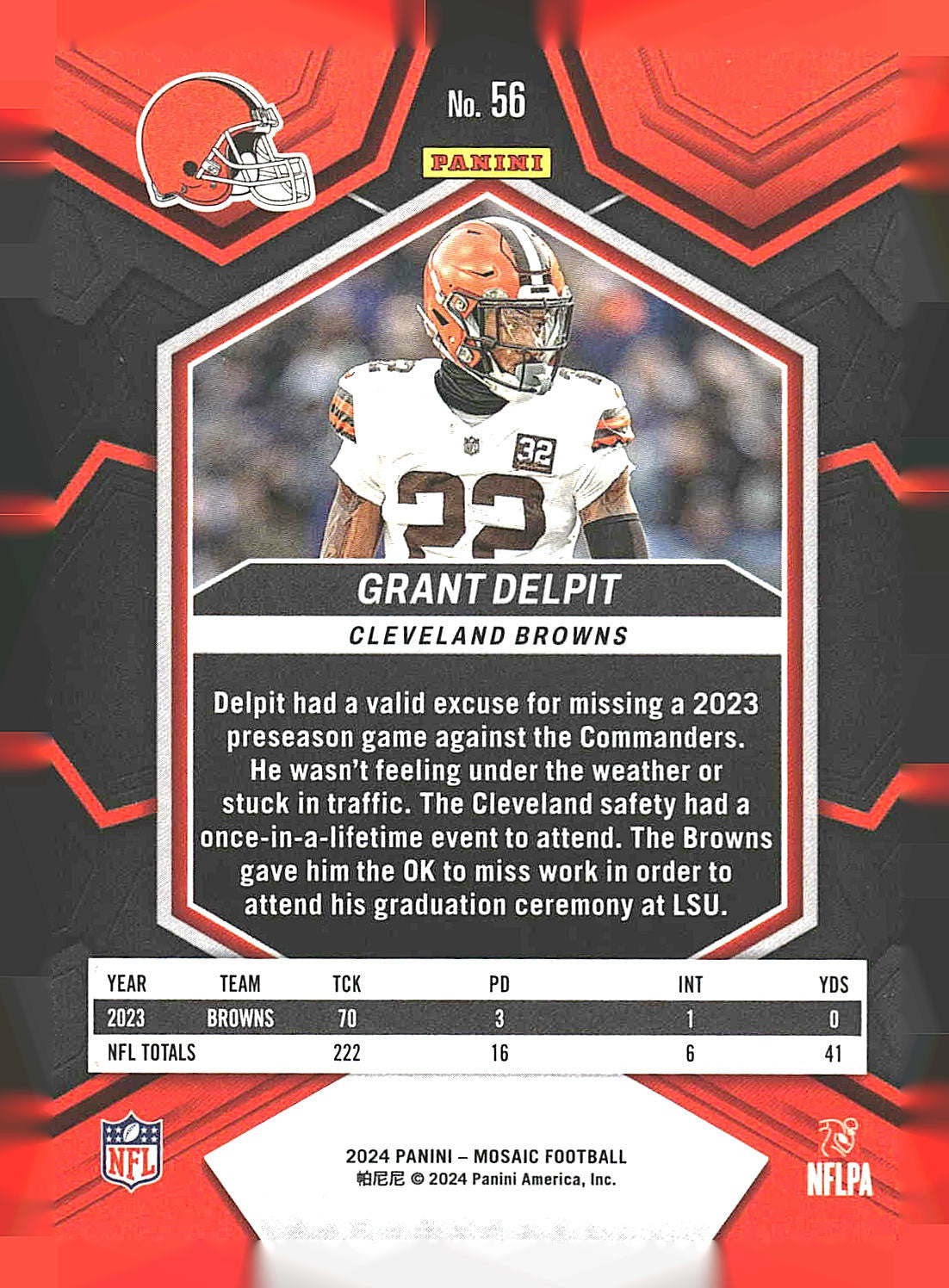 2024 Panini Mosaic #56 Grant Delpit