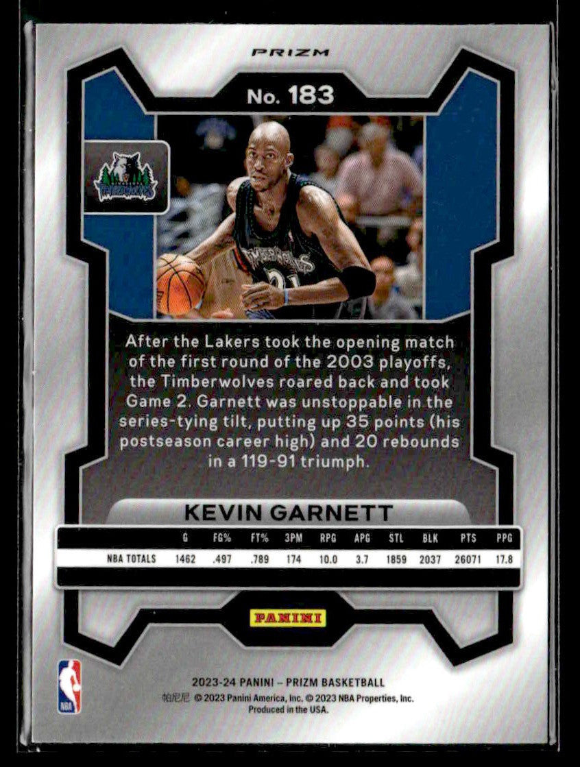 2023-24 Panini Prizm #183 Kevin Garnett Prizms Green