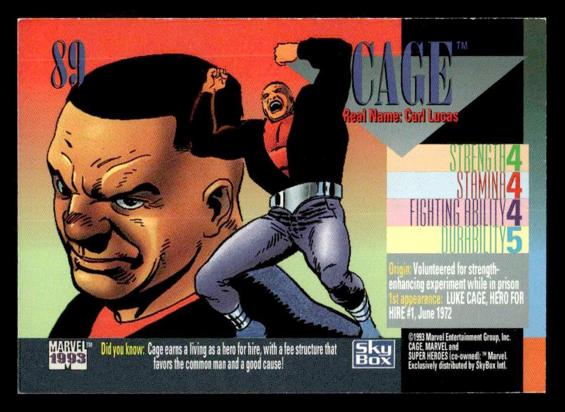 1993 SkyBox Marvel Universe #89 Cage