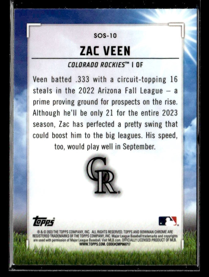 2023 Bowman #SOS-10 Zac Veen Sights on September