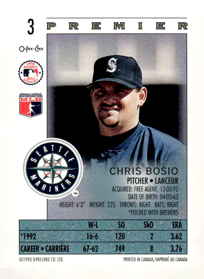 1993 O-Pee-Chee Premier #3 Chris Bosio