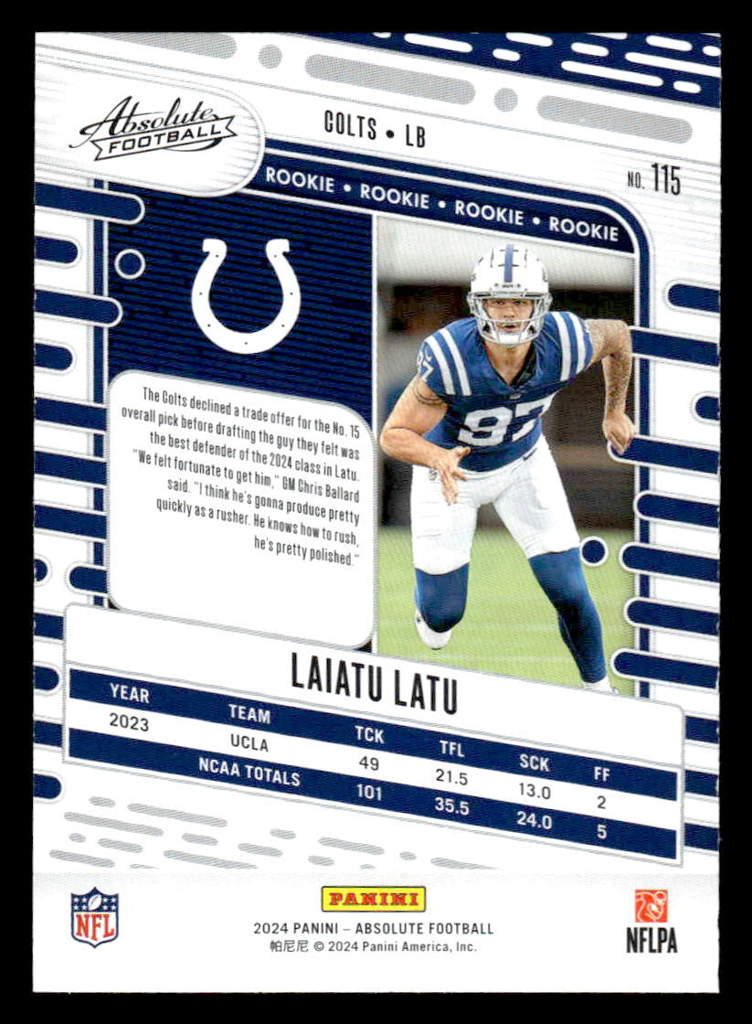 2024 Panini Absolute #115 Laiatu Latu Red and Blue
