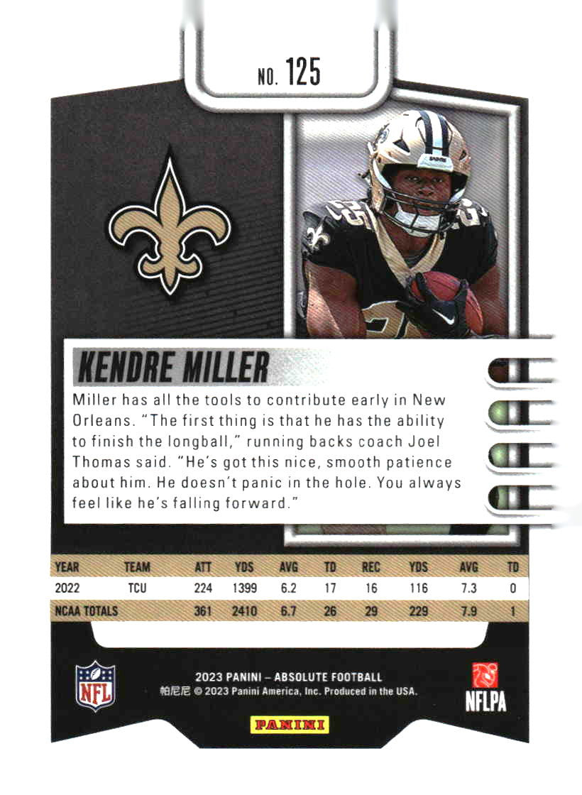 2023 Panini Absolute #125 Kendre Miller Blue