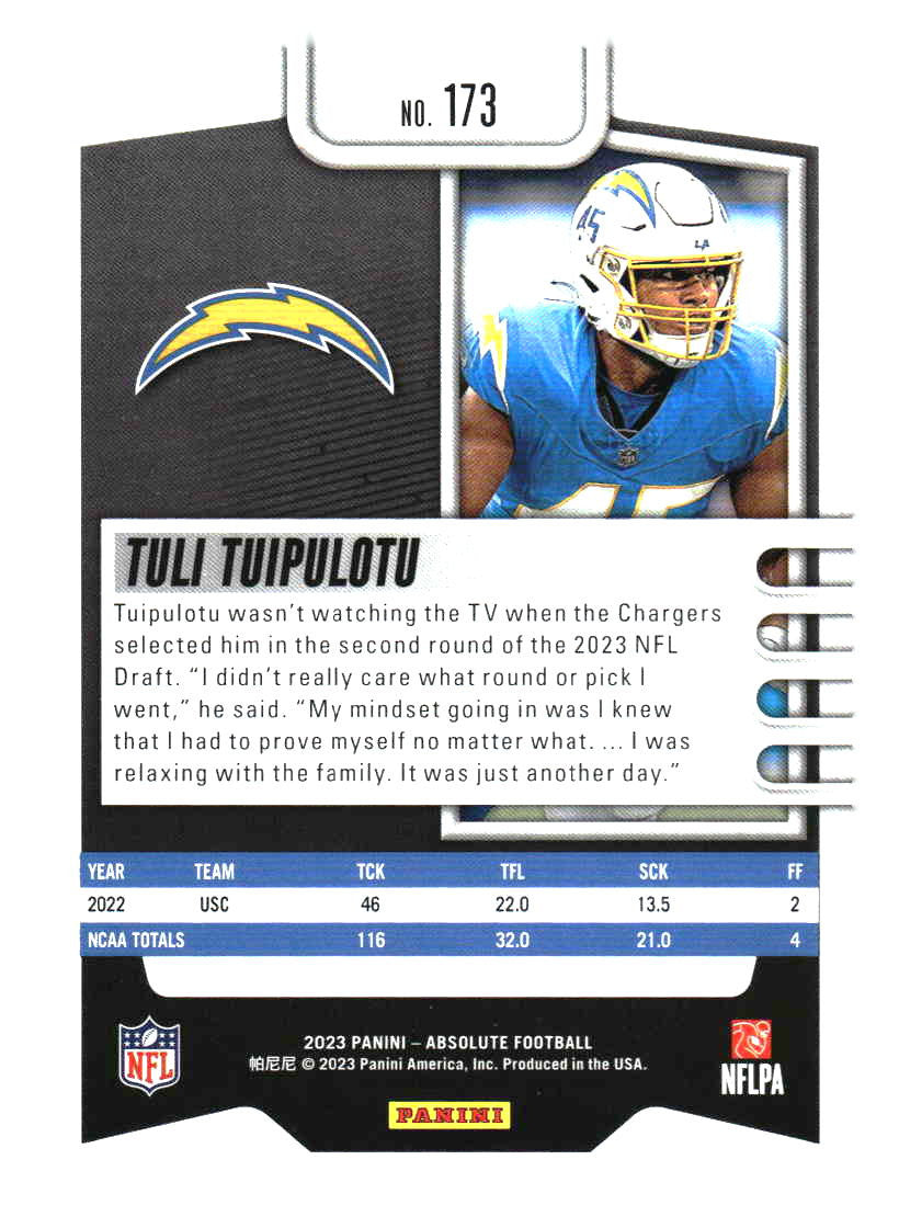 2023 Panini Absolute #173 Tuli Tuipulotu Retail