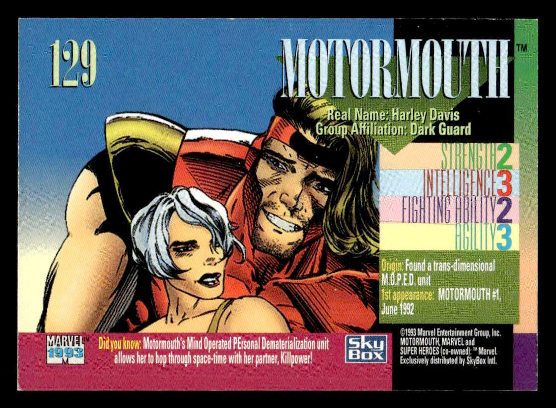 1993 SkyBox Marvel Universe #129 Motormouth