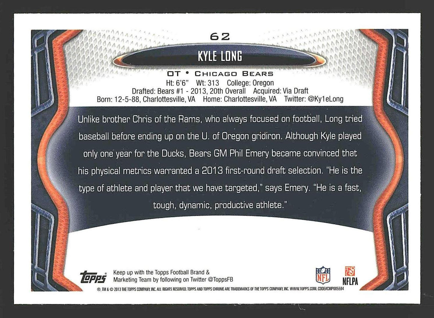 2013 Topps #65 Kyle Long
