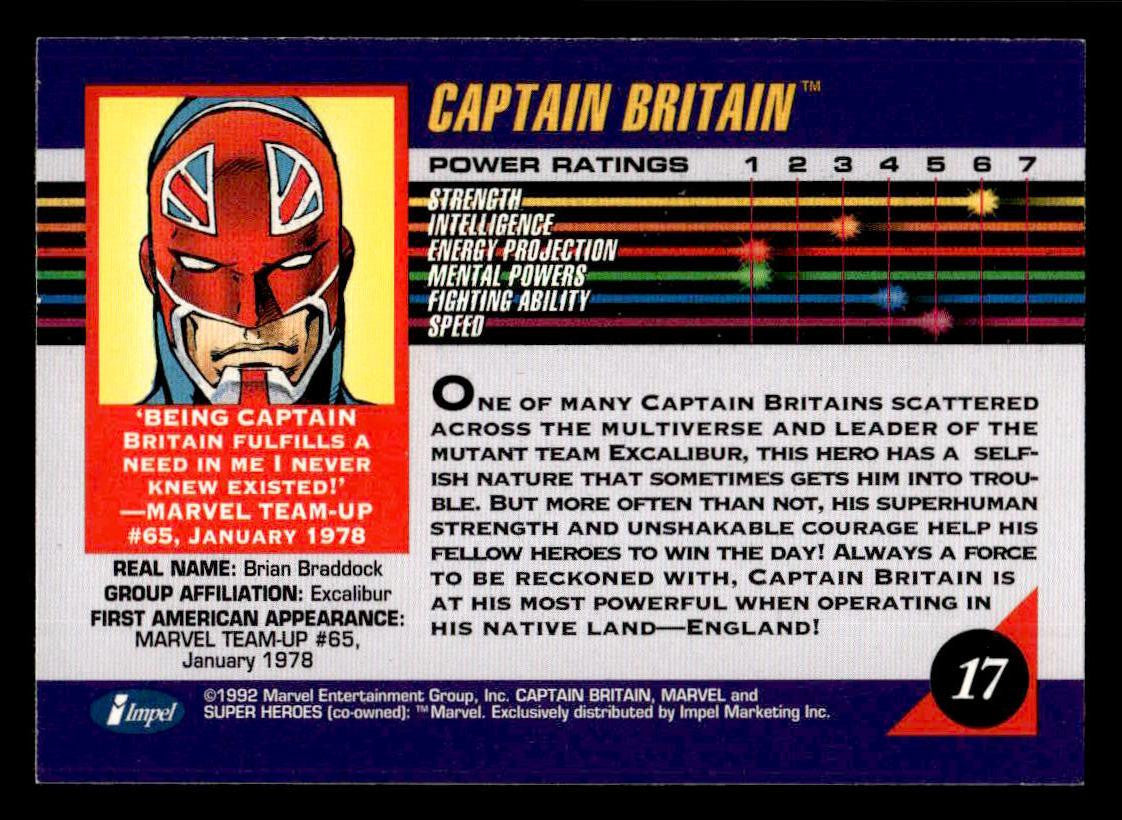 1992 Impel Marvel Universe #17 Captain Britain