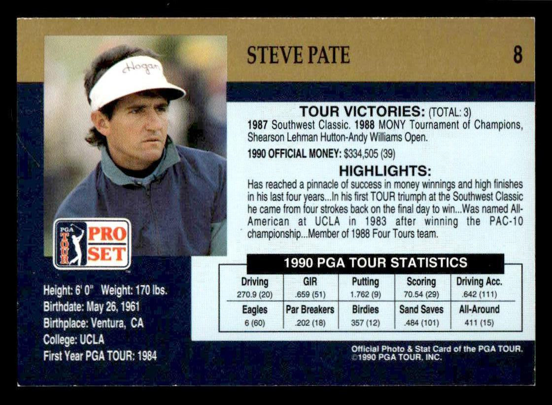 1990 Pro Set PGA Tour #8 Steve Pate