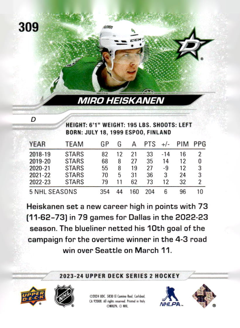 2023-24 Upper Deck #309 Miro Heiskanen
