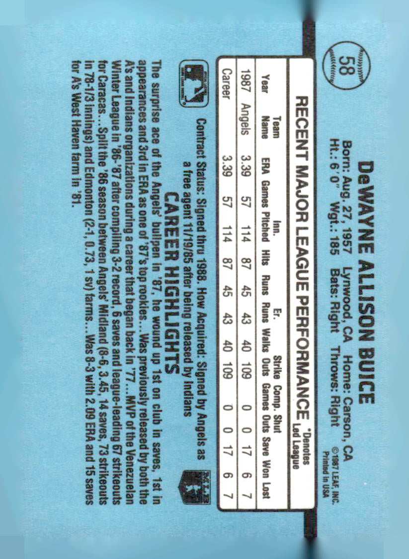 1988 Donruss #58 DeWayne Buice