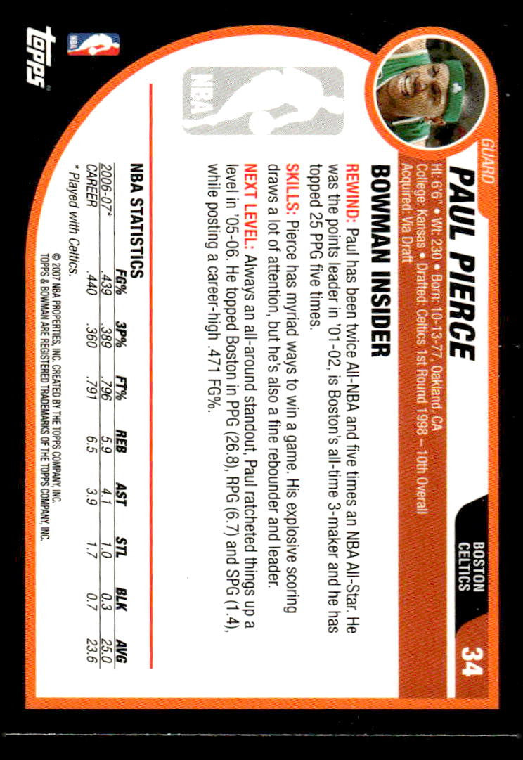 2007-08 Bowman #34 Paul Pierce