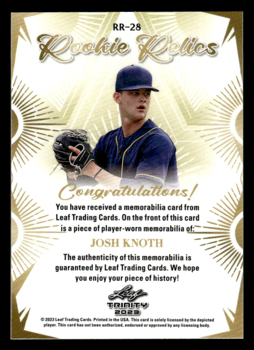 2023 Leaf Trinity #RR-28 Josh Knoth Rookie Relics
