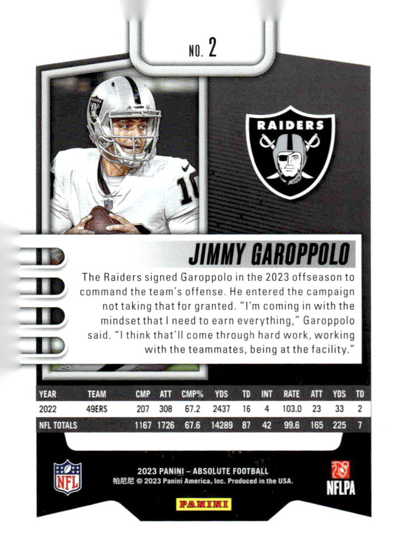 2023 Panini Absolute #2 Jimmy Garoppolo Retail
