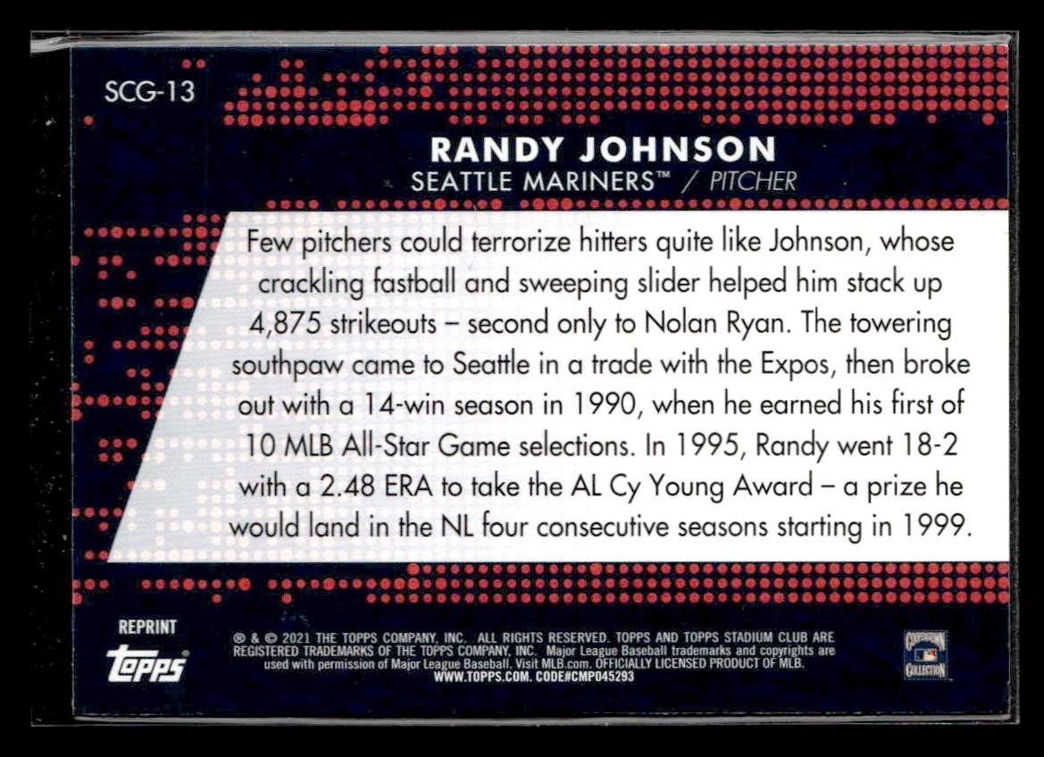 2021 Stadium Club #SCG-13 Randy Johnson Stadium Club Greats