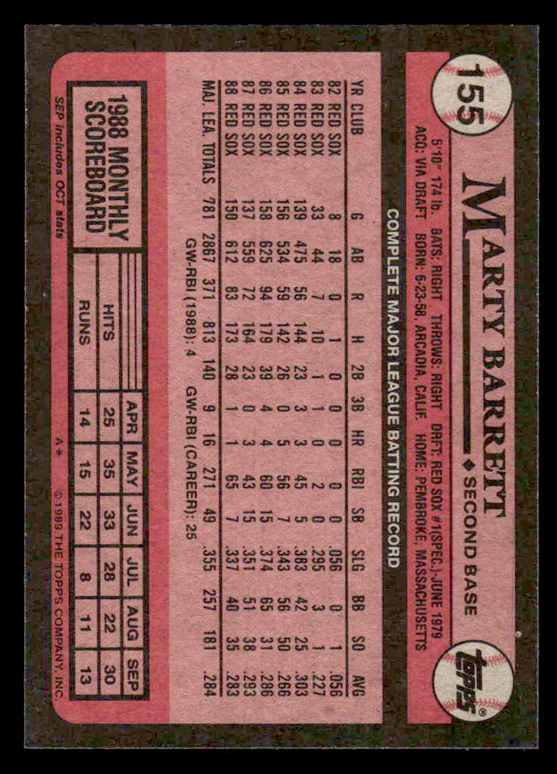 1989 Topps #155 Marty Barrett
