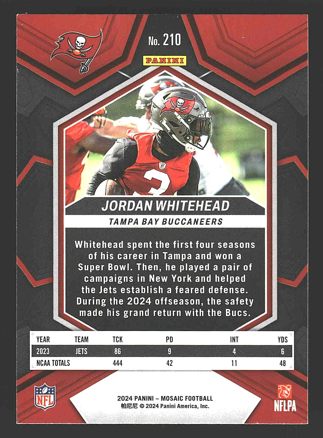 2024 Panini Mosaic #210 Jordan Whitehead