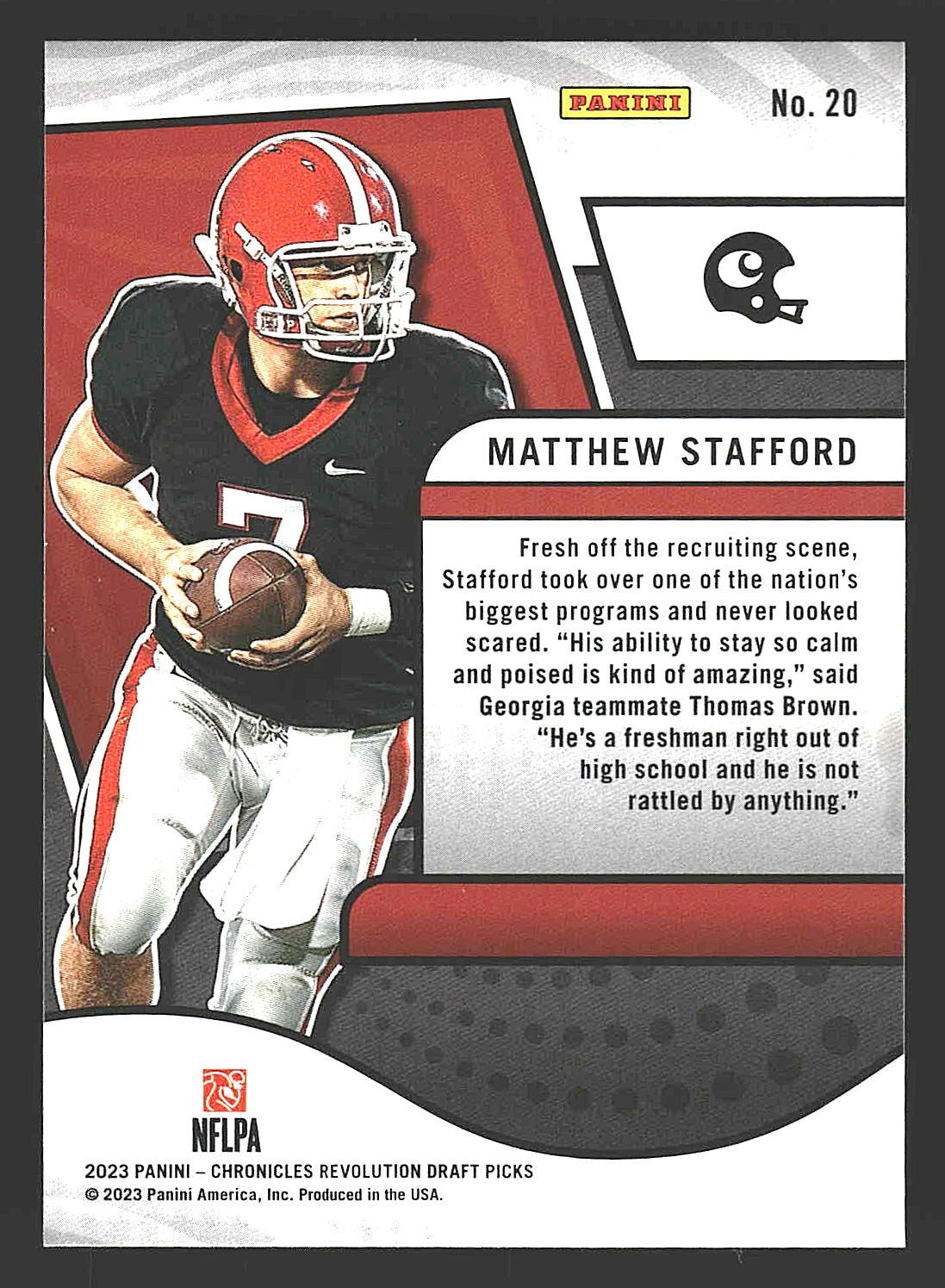 2023 Panini Chronicles Draft Picks #20 Matthew Stafford Revolution