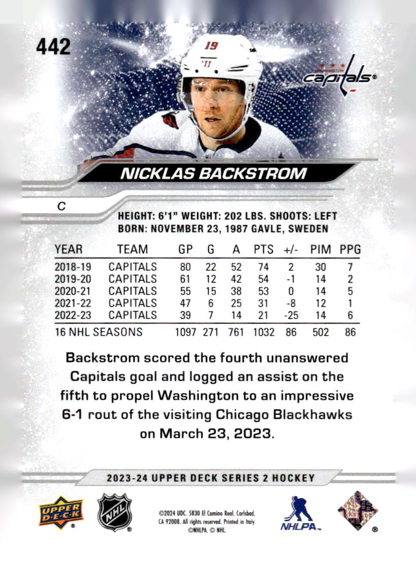 2023-24 Upper Deck #442 Nicklas Backstrom