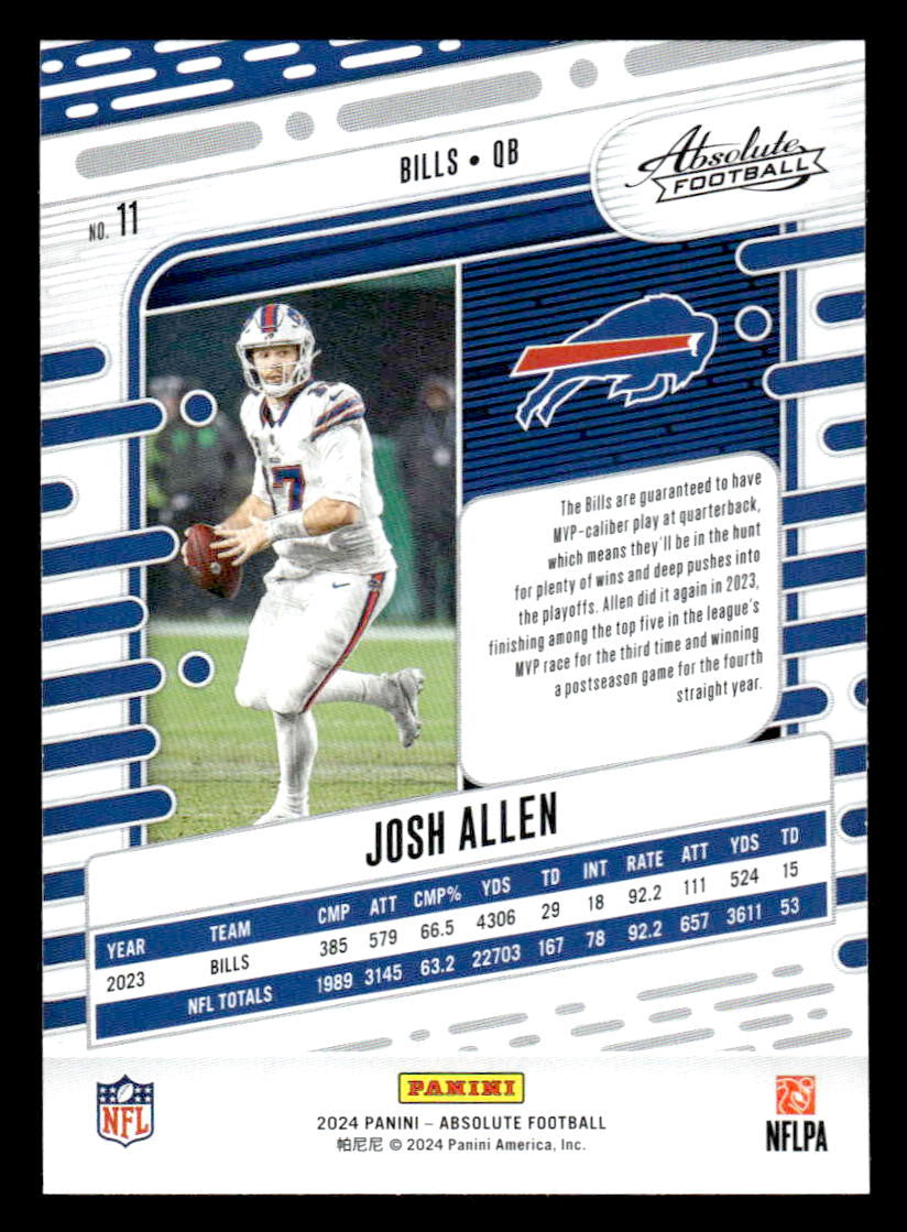 2024 Panini Absolute #11 Josh Allen Red and Blue