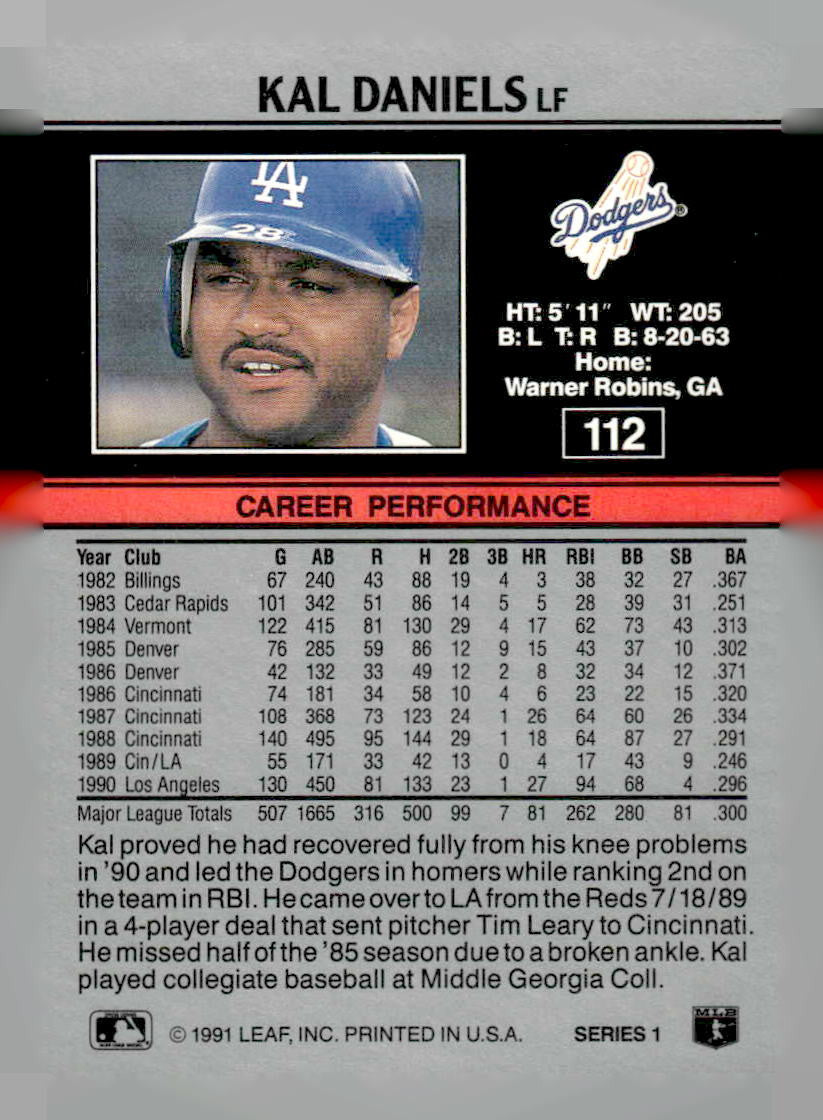 1991 Leaf #112 Kal Daniels