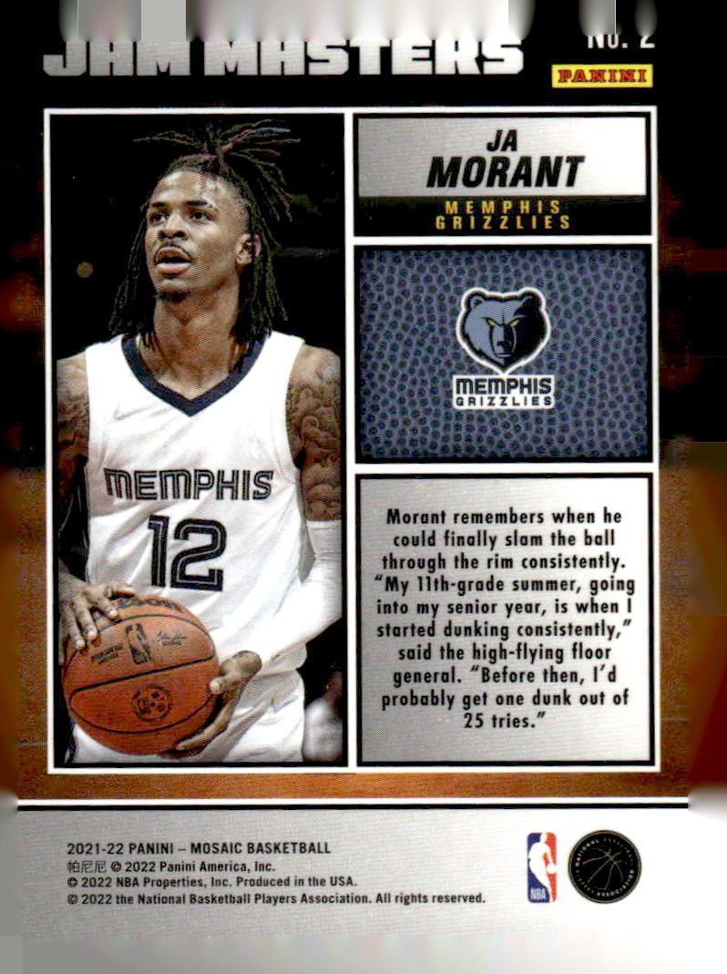 2021-22 Panini Mosaic #2 Ja Morant Jam Masters