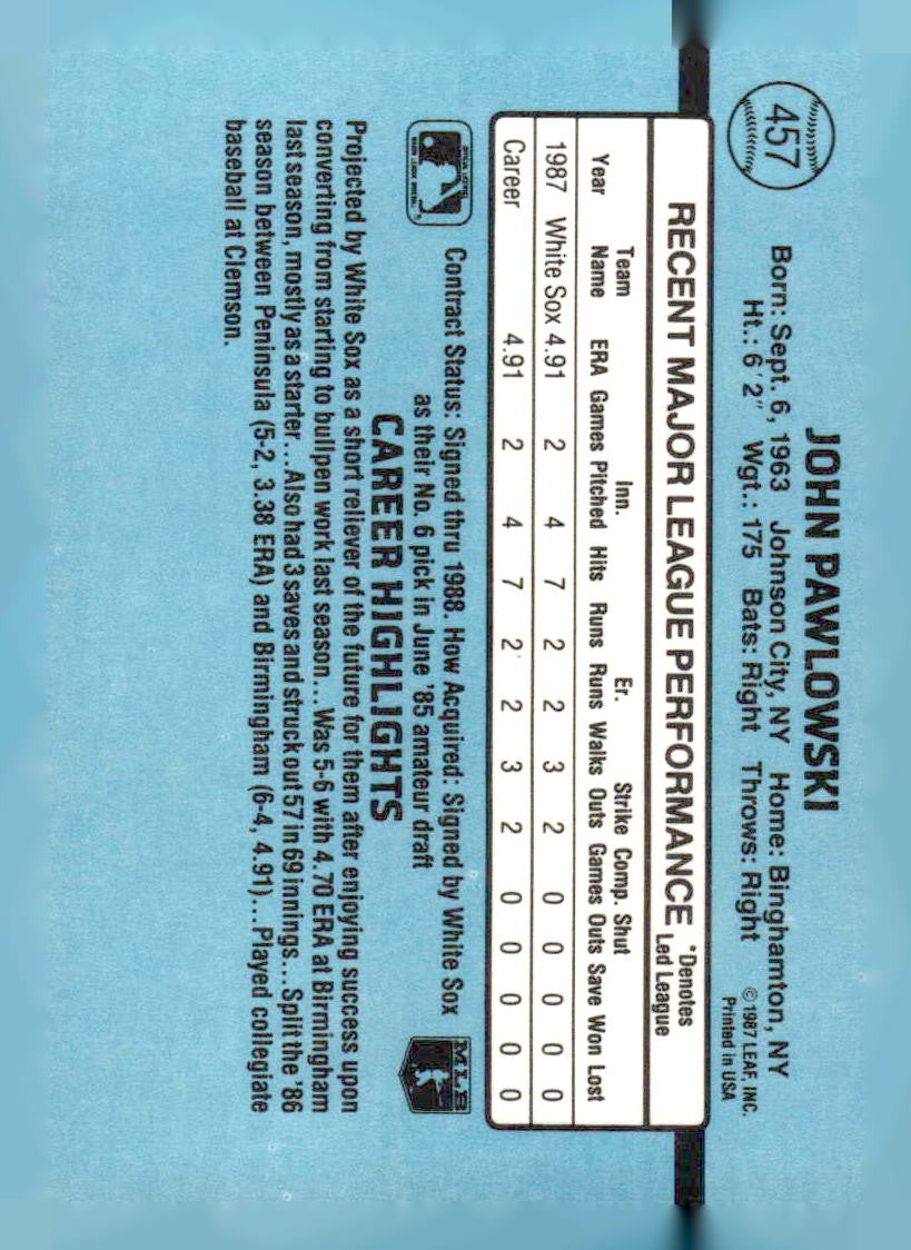 1988 Donruss #457c John Pawlowski