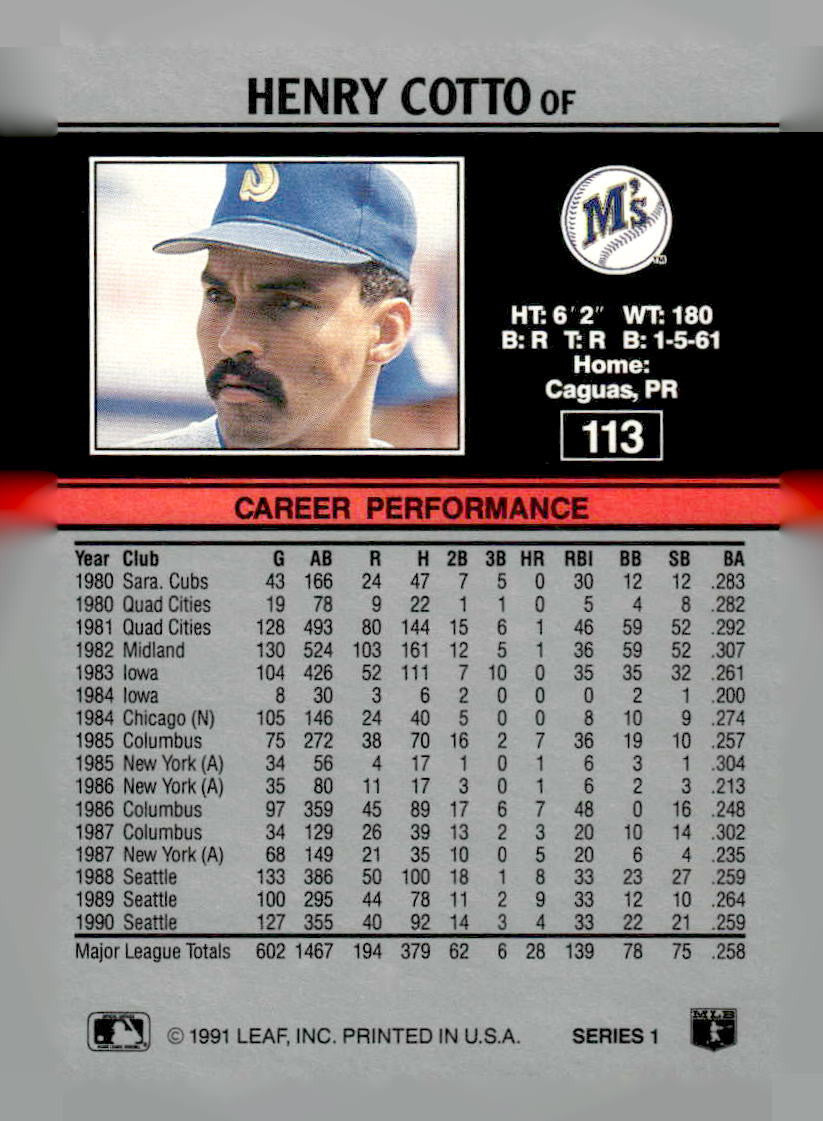 1991 Leaf #113 Henry Cotto