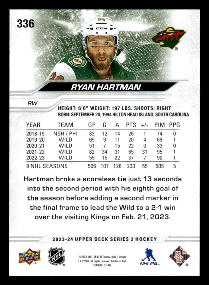 2023-24 Upper Deck #336 Ryan Hartman