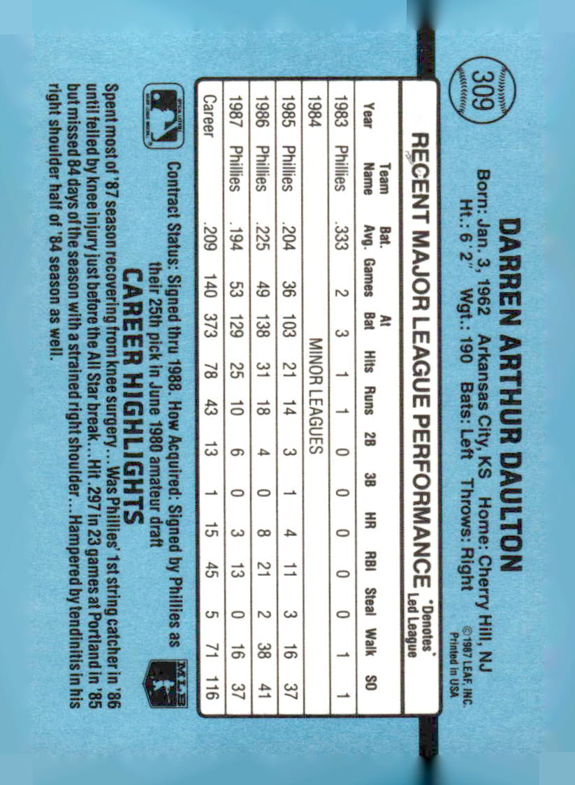 1988 Donruss #309 Darren Daulton