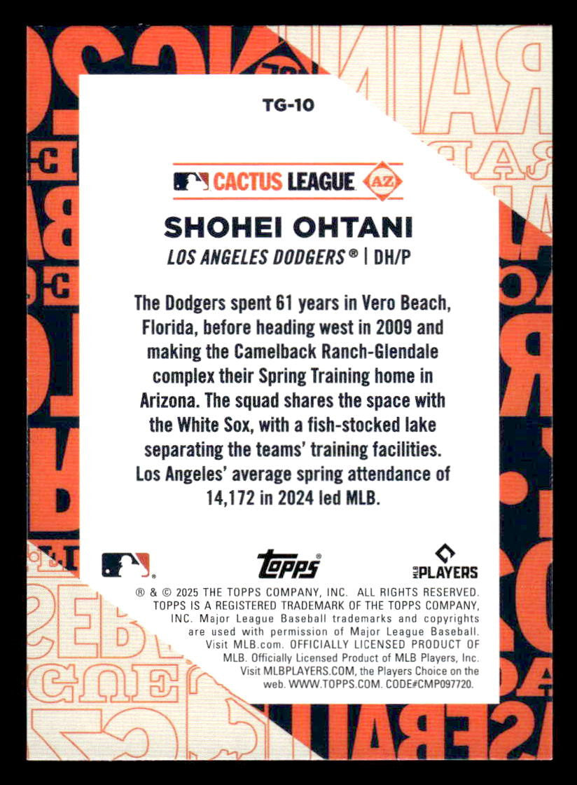 2025 Topps #TG-10 Shohei Ohtani Training Grounds