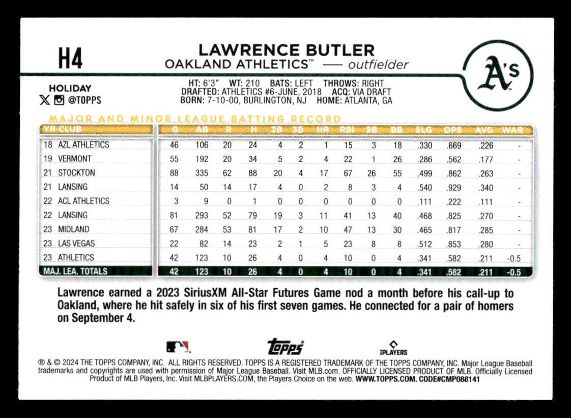 2024 Topps Holiday #H4 Lawrence Butler