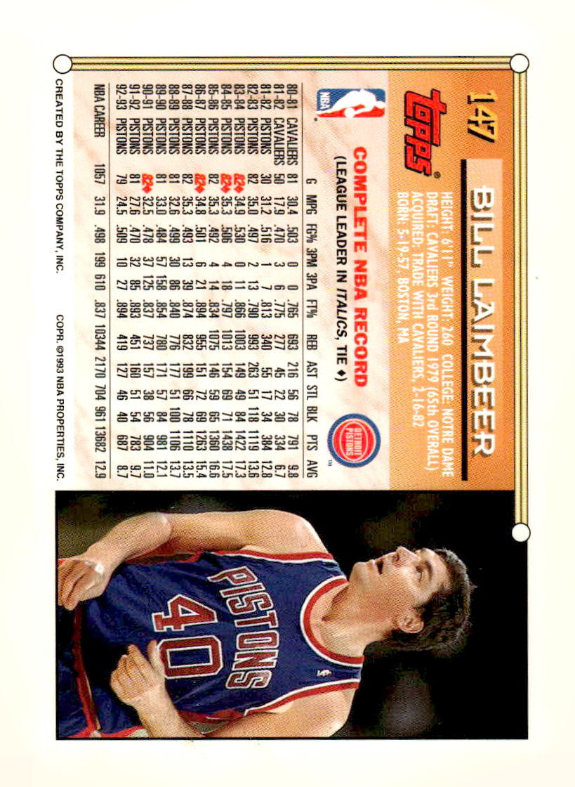 1993-94 Topps #147 Bill Laimbeer