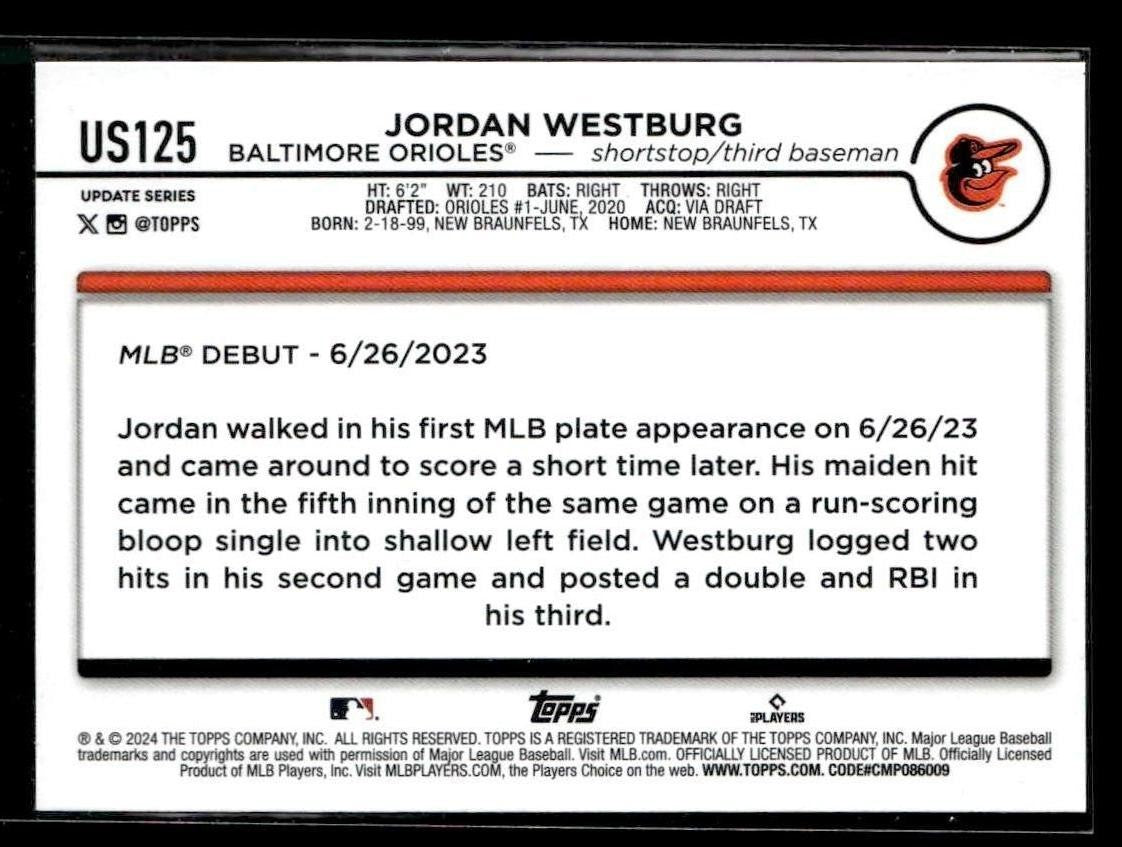2024 Topps Update #US125 Jordan Westburg