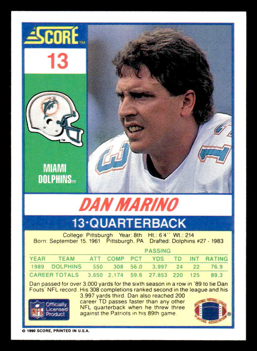 1990 Score 100 Hottest #4 Dan Marino