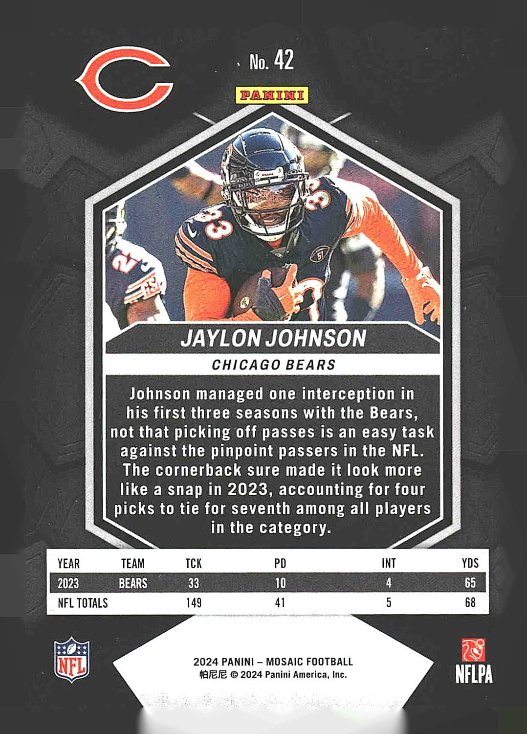 2024 Panini Mosaic #42 Jaylon Johnson