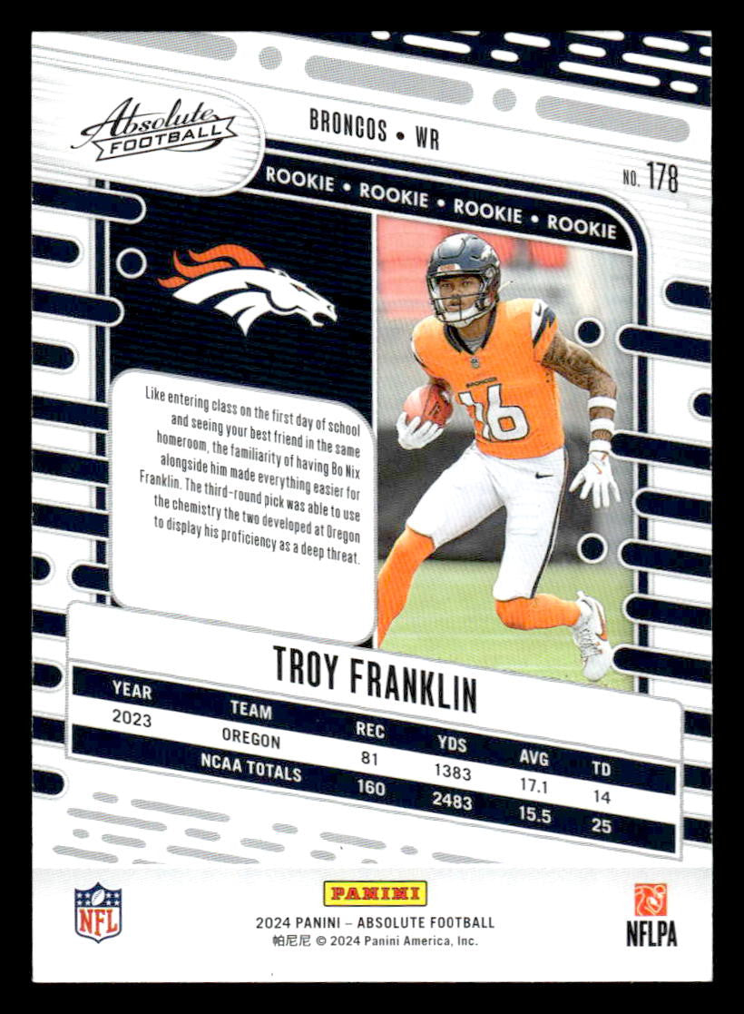 2024 Panini Absolute #178 Troy Franklin Red and Blue